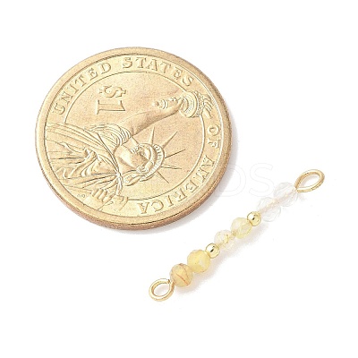 Faceted Round Natural Quartz Crystal & Gold Rutilated Quartz & Yellow Opal Beaded Connector Charms PALLOY-JF03530-04-1