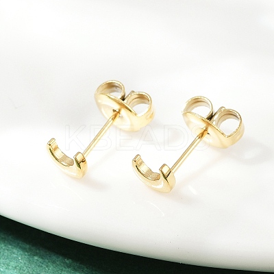 304 Stainless Steel Moon Stud Earrings EJEW-K268-35G-1