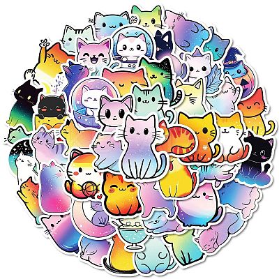 50Pcs Cartoon Cat Paper Sticker LS-STIC-C012-02-1