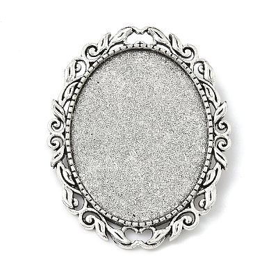 Oval Vintage Tibetan Alloy Brooch Cabochon Bezel Settings X-PALLOY-O037-08AS-W-1