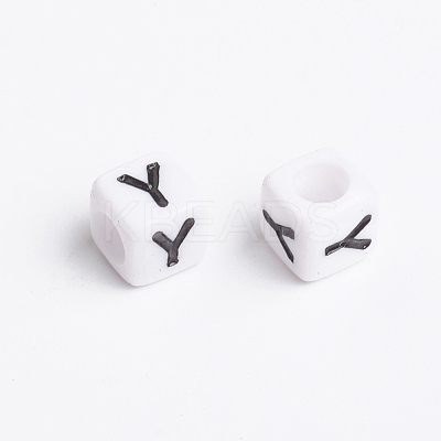 Acrylic Horizontal Hole Letter Beads PL37C9308-Y-1