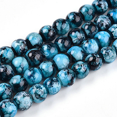 Baking Paint Glass Beads Strands DGLA-N003-8mm-A08-1