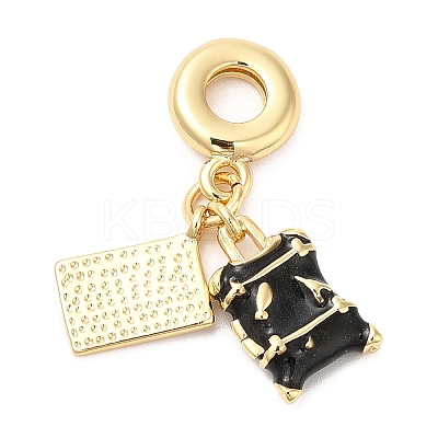 Brass Enamel European Dangle Charms KK-D027-13G-03-1