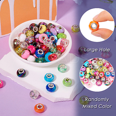 120Pcs 4 Styles Transparent & Opaque Large Hole Acrylic European Beads PACR-TA0001-14-1