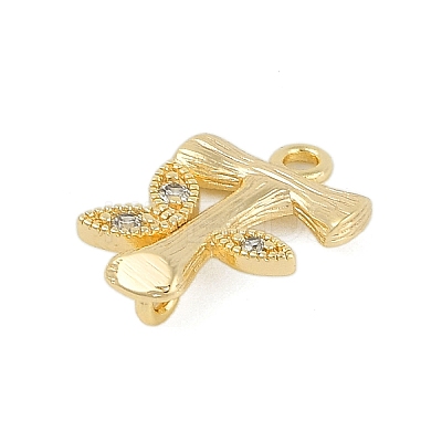 Brass Crystal Rhinestone Letter Links Connector Charms KK-S395-06G-T-1