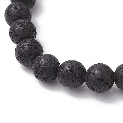 Natural Lava Rock Round Beads Stretch Bracelets BJEW-JB11829-1