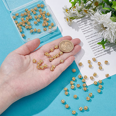 100Pcs Brass Rhinestone Beads KK-UN0005-13G-1