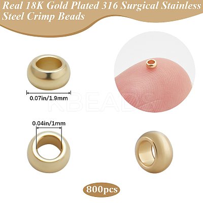 800Pcs 316 Surgical Stainless Steel Rondelle Crimp Beads STAS-BBC0008-70-1