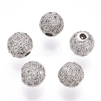 Rack Plating Brass Cubic Zirconia Beads ZIRC-S001-6mm-A03-1