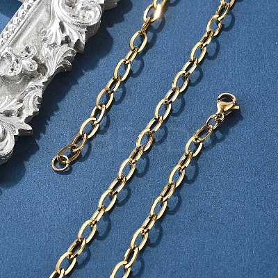 Ion Plating(IP) 304 Stainless Steel Cable Chain Necklace Making STAS-A028-N091G-1
