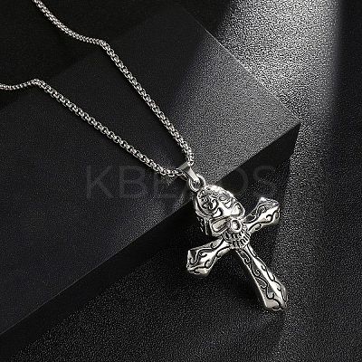 Zinc Alloy Cross Pendant Necklaces NJEW-M211-06D-ASP-1