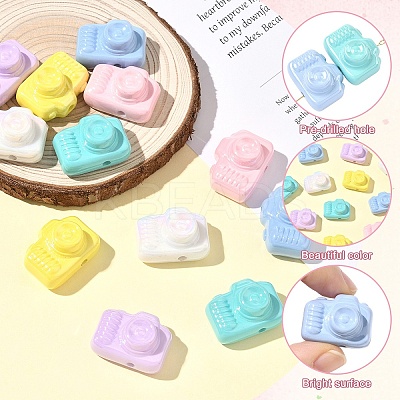 12Pcs 6 Colors Opaque Acrylic Beads MACR-YW0004-66-1