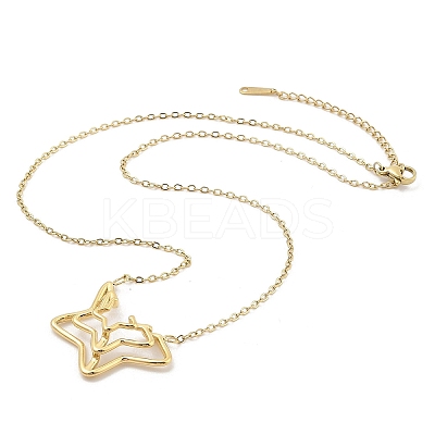 304 Stainless Steel Star Outline Pendant Cable Chain Necklaces NJEW-H044-01G-1