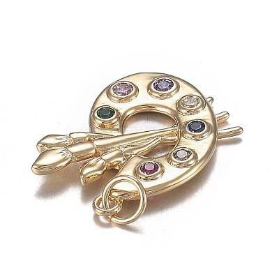 Brass Micro Colorful Cubic Zirconia Pendants X-ZIRC-F120-051G-1