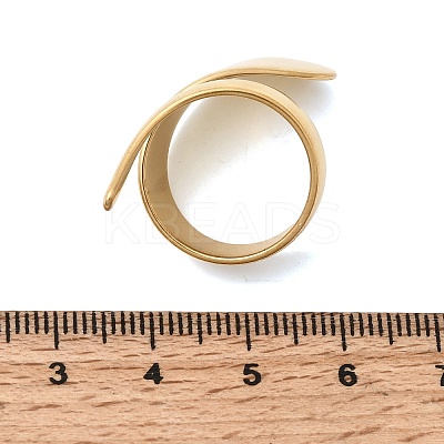 Irregular Twist 304 Stainless Steel Open Cuff Rings for Women RJEW-A091-0G-1
