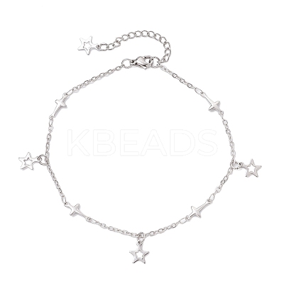304 Stainless Steel Cross Link Chain Anklets AJEW-AN00739-03-1