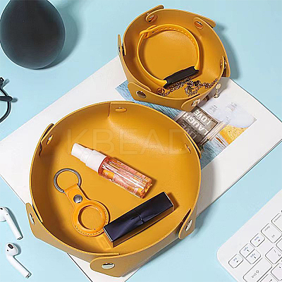 3Pcs 3 Colors PU Leather Storage Tray Box with Snap Button AJEW-WR0001-80-1