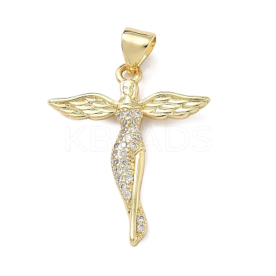 Brass Micro Pave Clear Cubic Zirconia Pendants KK-F930-29A-G-1
