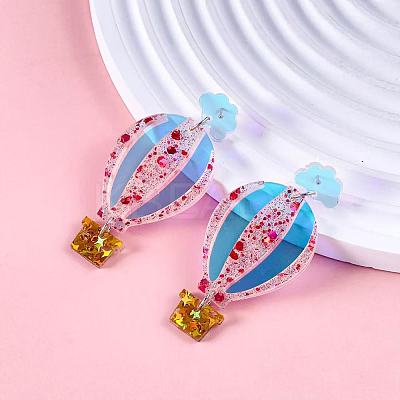 Hot Air Balloon Acrylic Dangle Stud Earrings WG082CC-01-1