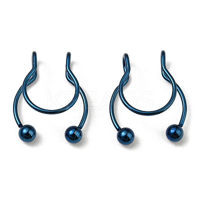 304 Stainless Steel Clip on Nose Rings AJEW-P109-01BL-1