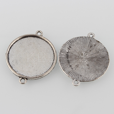 Tibetan Style Alloy Cabochon Connector Settings TIBE-M022-14AS-1