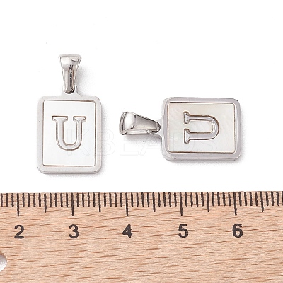 304 Stainless Steel Pave Shell Pendants STAS-G327-01P-U-1