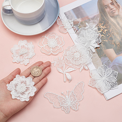 14Pcs 7 Style Lace Embroidery Sewing Fiber Ornaments DIY-GF0006-18-1
