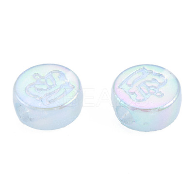 Rainbow Iridescent Plating Acrylic Beads OACR-N010-067-1