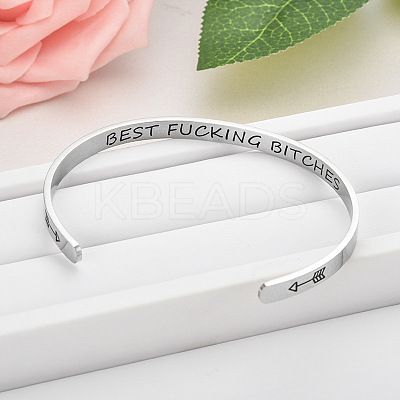 Inspirational Stainless Steel Cuff Bangles for Men Women FS-WG0E735-11-1