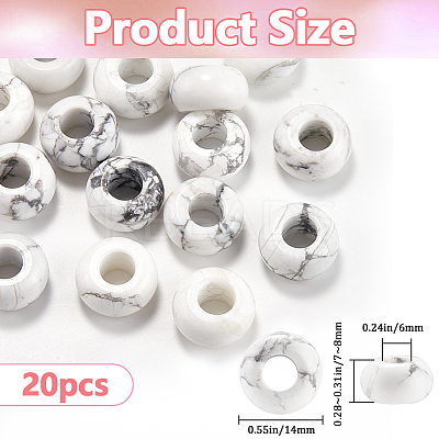 20Pcs Natural Howlite European Beads G-SP0001-01B-07-1