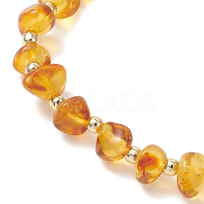 Natural Amber Beads Stretch Bracelets for Women BJEW-JB13294-1