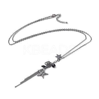 Alloy Star Tassels Pendant Necklace LS-NJEW-M221-02B-1