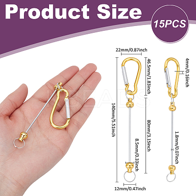 15Pcs Alloy with Rock Climbing Carabiners AJEW-UN0002-10-1