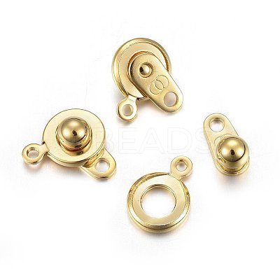 201 Stainless Steel Snap Clasps X-STAS-C042-02G-1