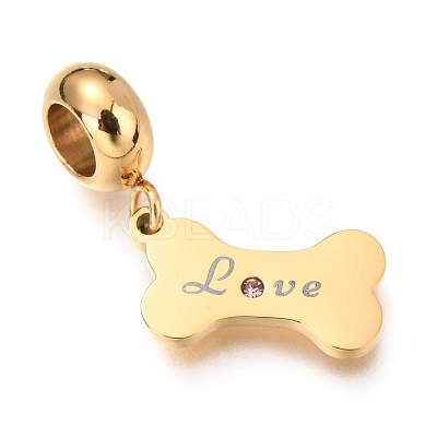 Ion Plating(IP) 304 Stainless Steel European Dangle Charms STAS-O097-19G-A-1
