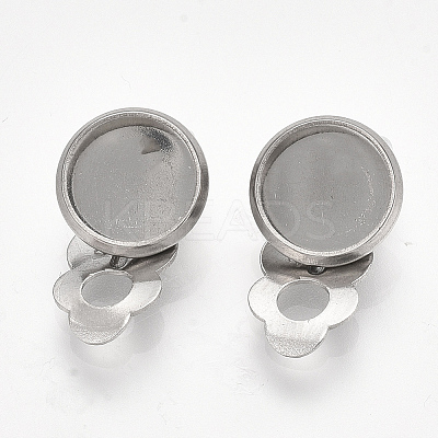 Tarnish Resistant 201 Stainless Steel Clip-on Earring Findings LS-X-STAS-S079-81B-1