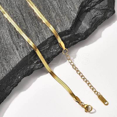 3mm Stainless Steel Flat Snake Chain Necklaces for Men Women NJEW-G160-03G-1