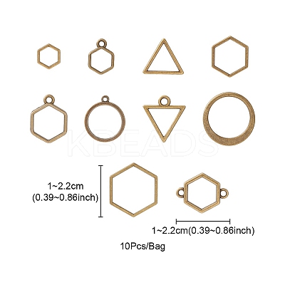 10Pcs Alloy Open Back Bezel Pendants and Links PALLOY-YWC0002-01AB-1