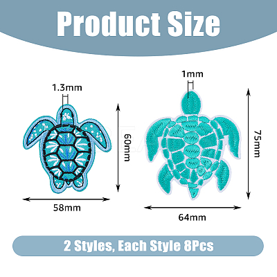 16Pcs 2 Style Polyester Computerized Embroidery Iron on/Sew on Patches PATC-DC0001-01-1