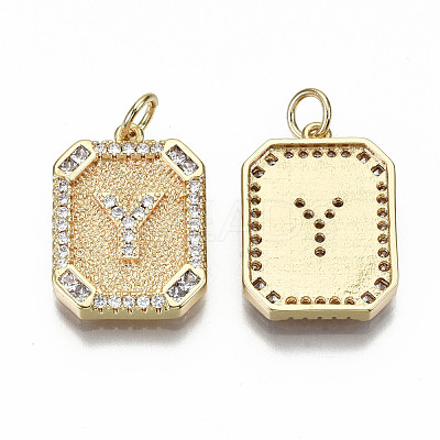Brass Micro Pave Clear Cubic Zirconia Pendants KK-S356-234Y-G-NF-1