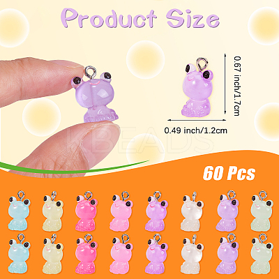 60Pcs Luminous Transparent Resin Pendants RESI-SZ0002-04-1