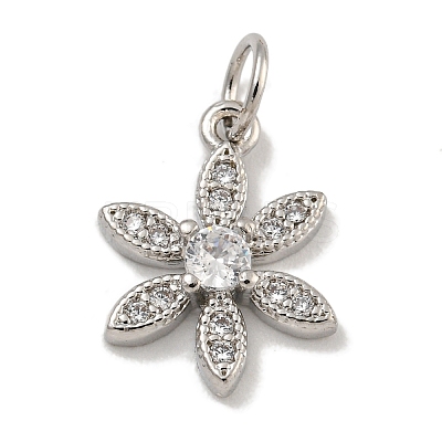 Rack Plating Brass Micro Pave Clear Cubic Zirconia Charms KK-U030-19P-1