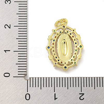 Virgin Mary Theme Rack Plating Brass Micro Pave Cubic Zirconia Pendants KK-G513-32G-1