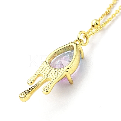 Synthetic Crystal Teardrop Pendant Necklace LS-NJEW-G016-03B-1