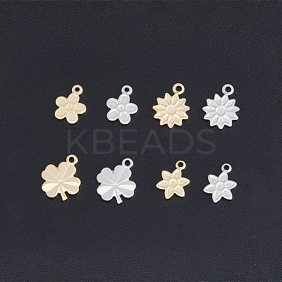 48Pcs 8 Style Rack Plating Brass Charms KK-HY0001-48-1