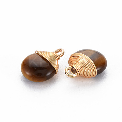 Natural Tiger Eye Pendants G-S359-288B-1