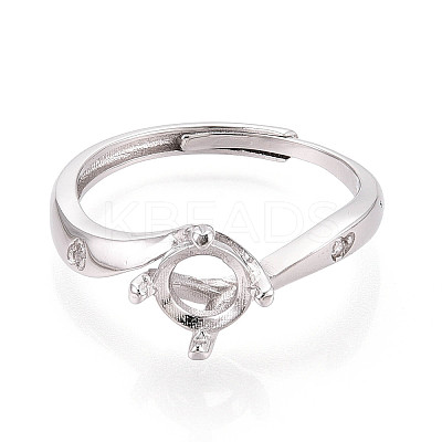 Rhodium Plated 925 Sterling Silver Micro Pave Cubic Zirconia Engagement Solitaire Ring Settings STER-N016-71P-1