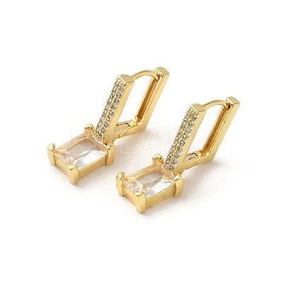 Rectangle Real 18K Gold Plated Brass Dangle Hoop Earrings EJEW-L268-027G-04-1