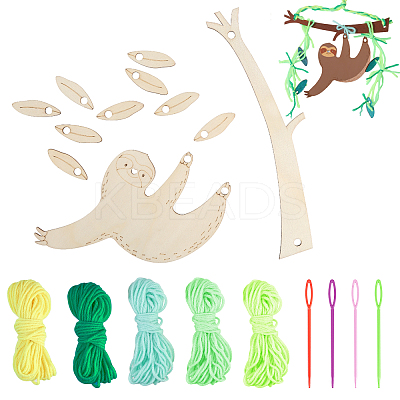 DIT Unfinished Wood Hanging Sloth Knitting Craft Kits TOOL-GL0001-13-1