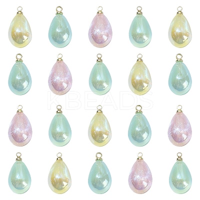 40Pcs 4 Colors Rainbow Iridescent Plating Acrylic Pendants MACR-CJ0001-59-1